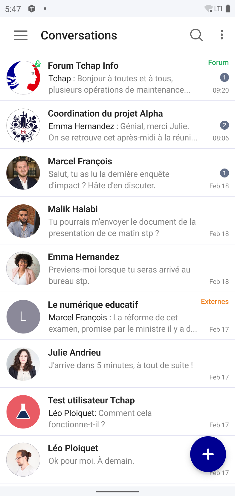 Screenshot of Tchap