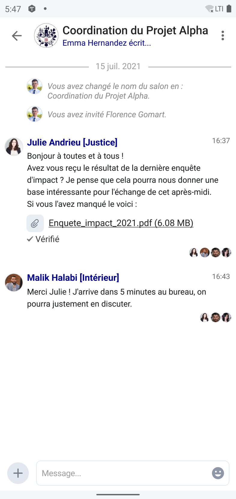 Screenshot of Tchap