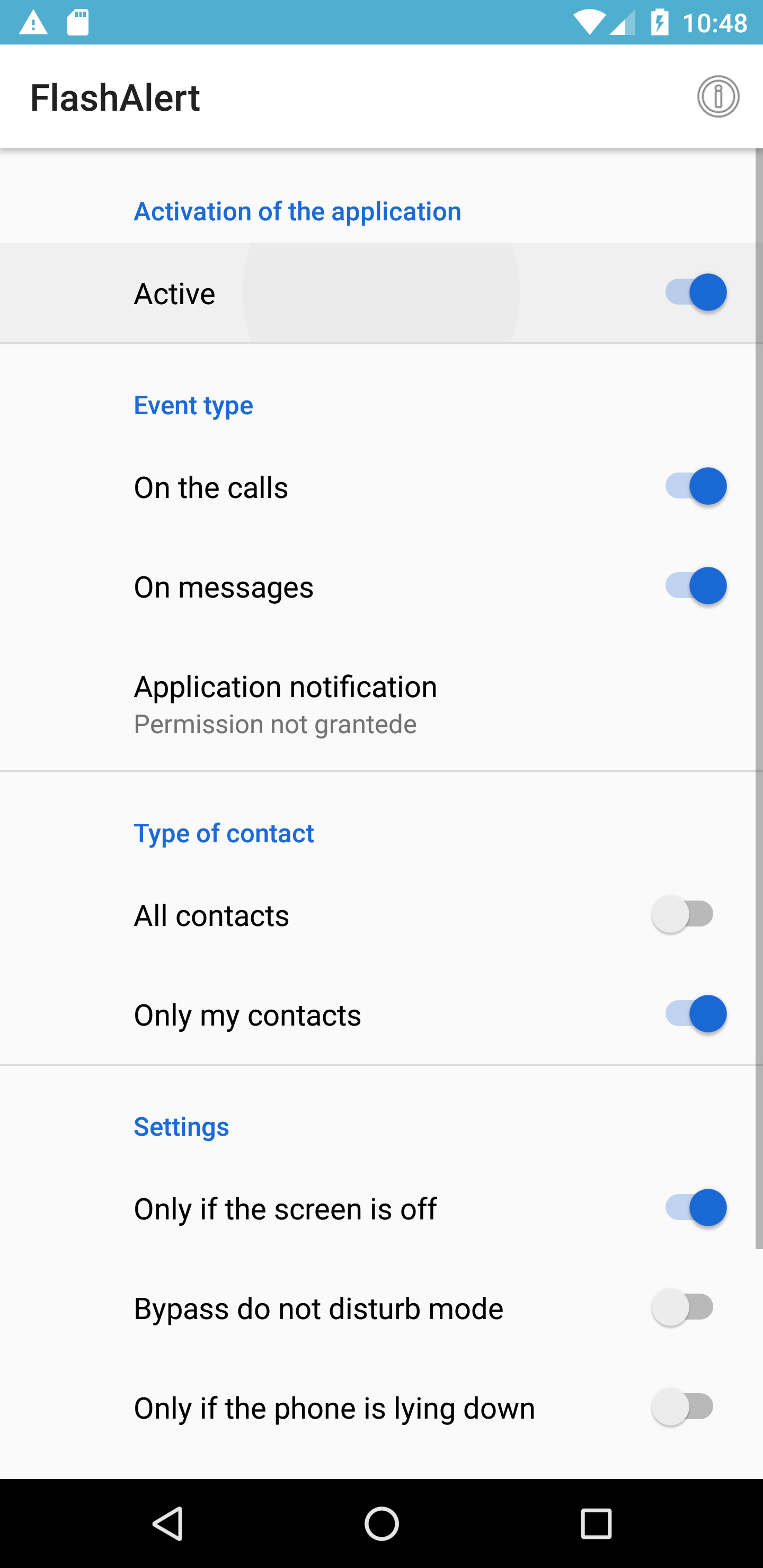 Screenshot of Flash Alert - Call and Message