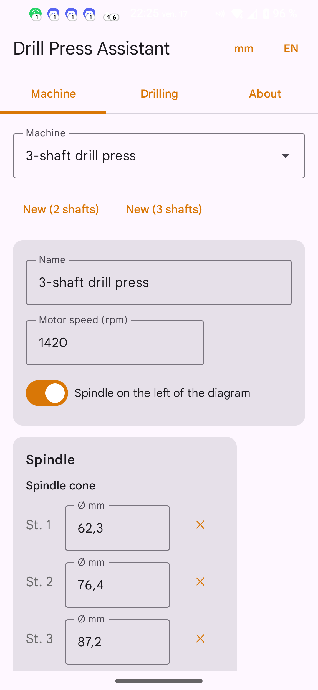 Screenshot of Drill Press Assistant