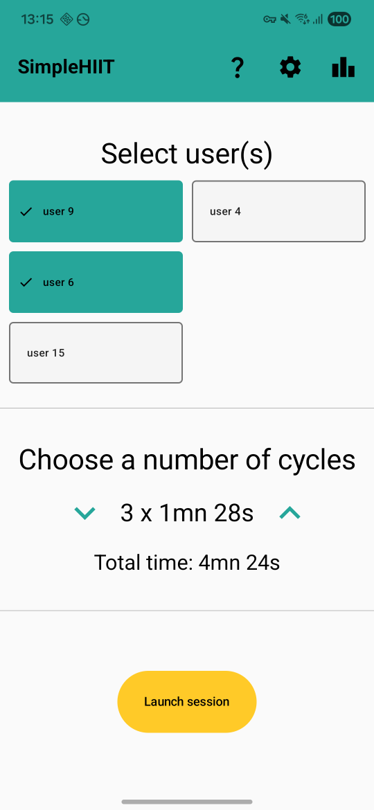 Screenshot of SimpleHIIT
