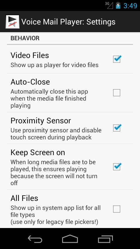 Screenshot of Voice Mail Player
