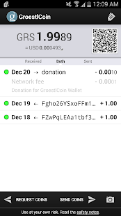 Screenshot of Groestlcoin Wallet