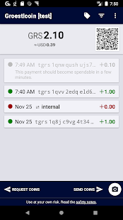 Screenshot of Groestlcoin Wallet TestNet