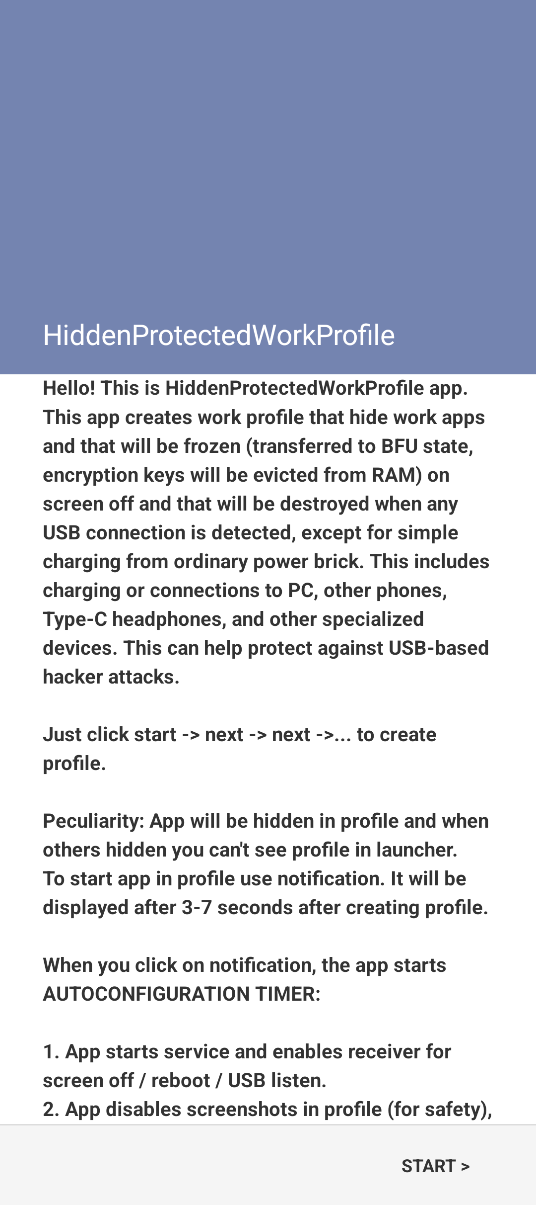 Screenshot of HiddenProtectedWorkProfile