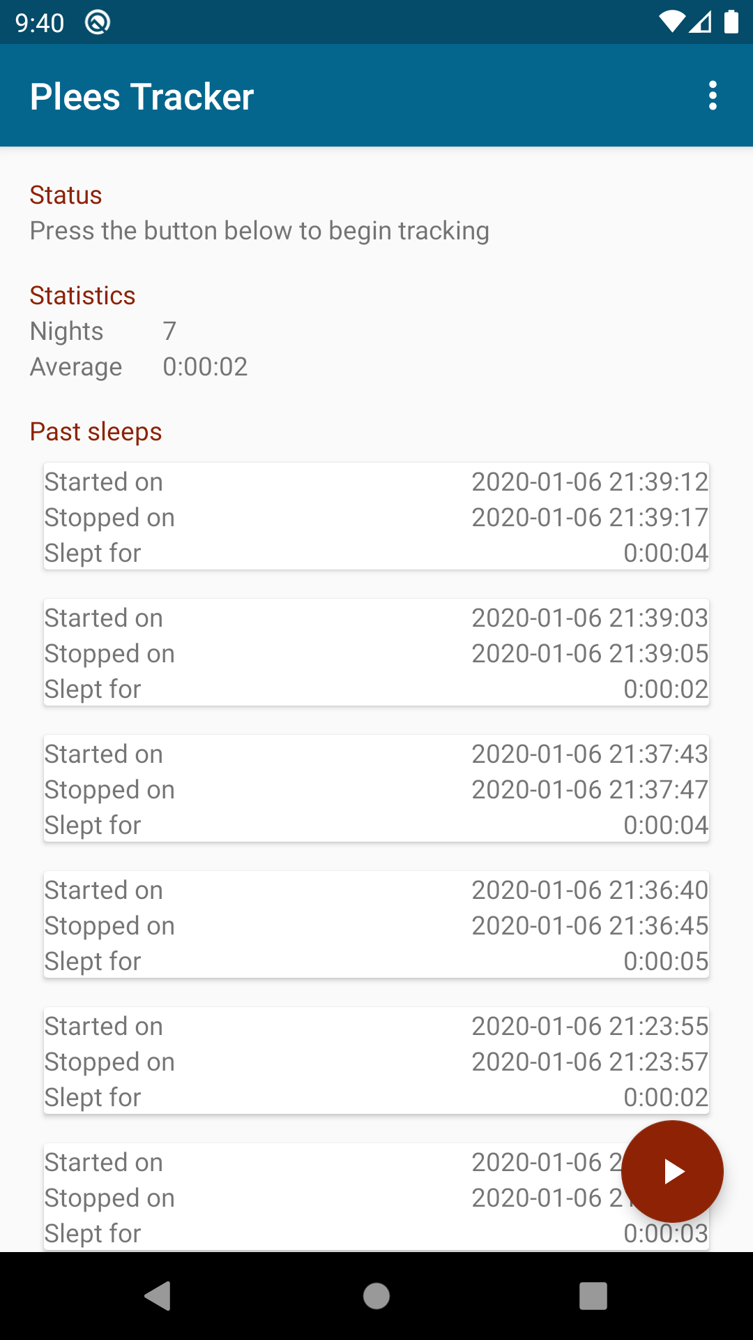 Screenshot of plees-tracker