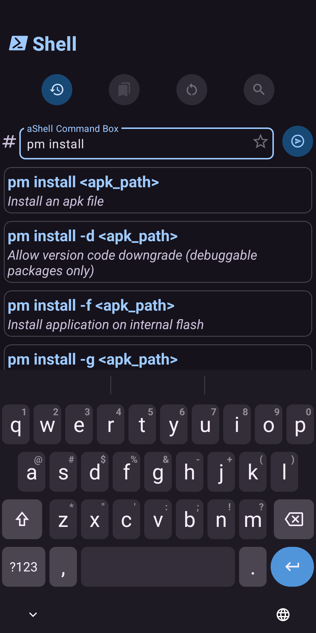 Screenshot of aShell