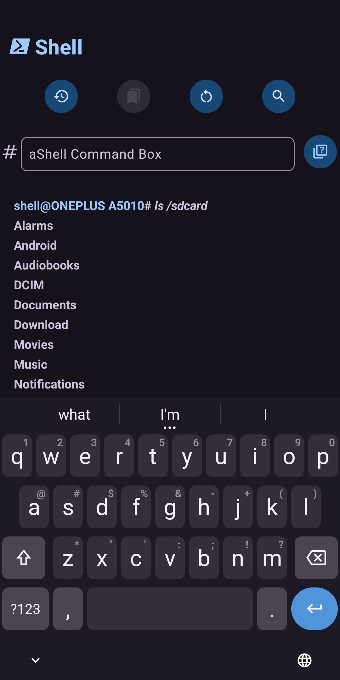 Screenshot of aShell