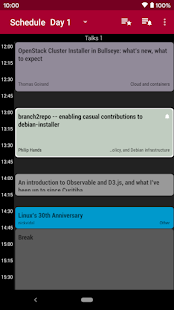 Screenshot of DebConf Schedule