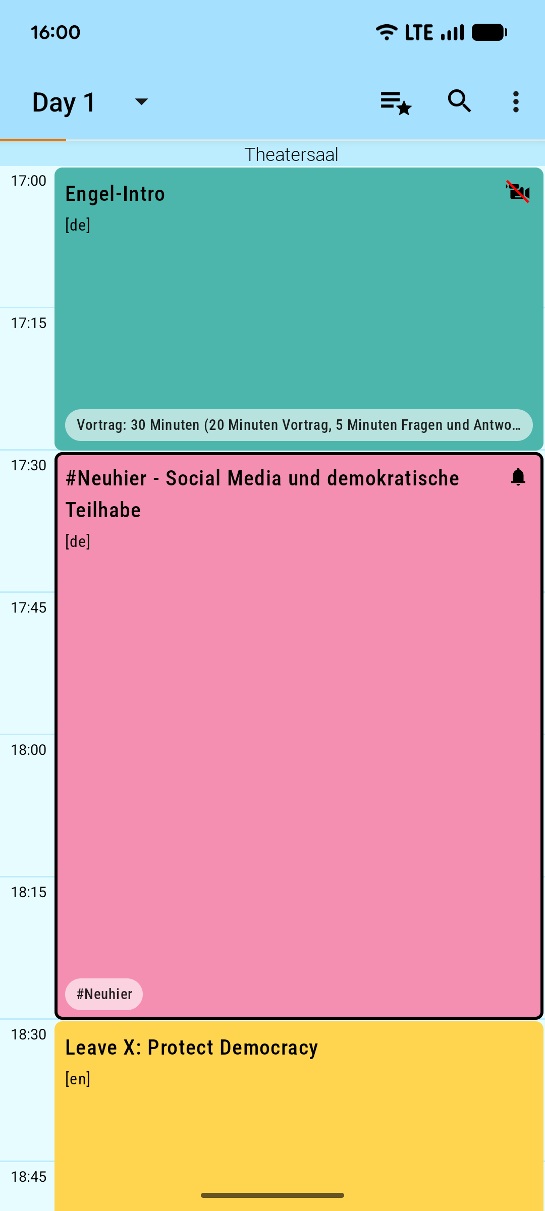 Screenshot of FediDay Schedule