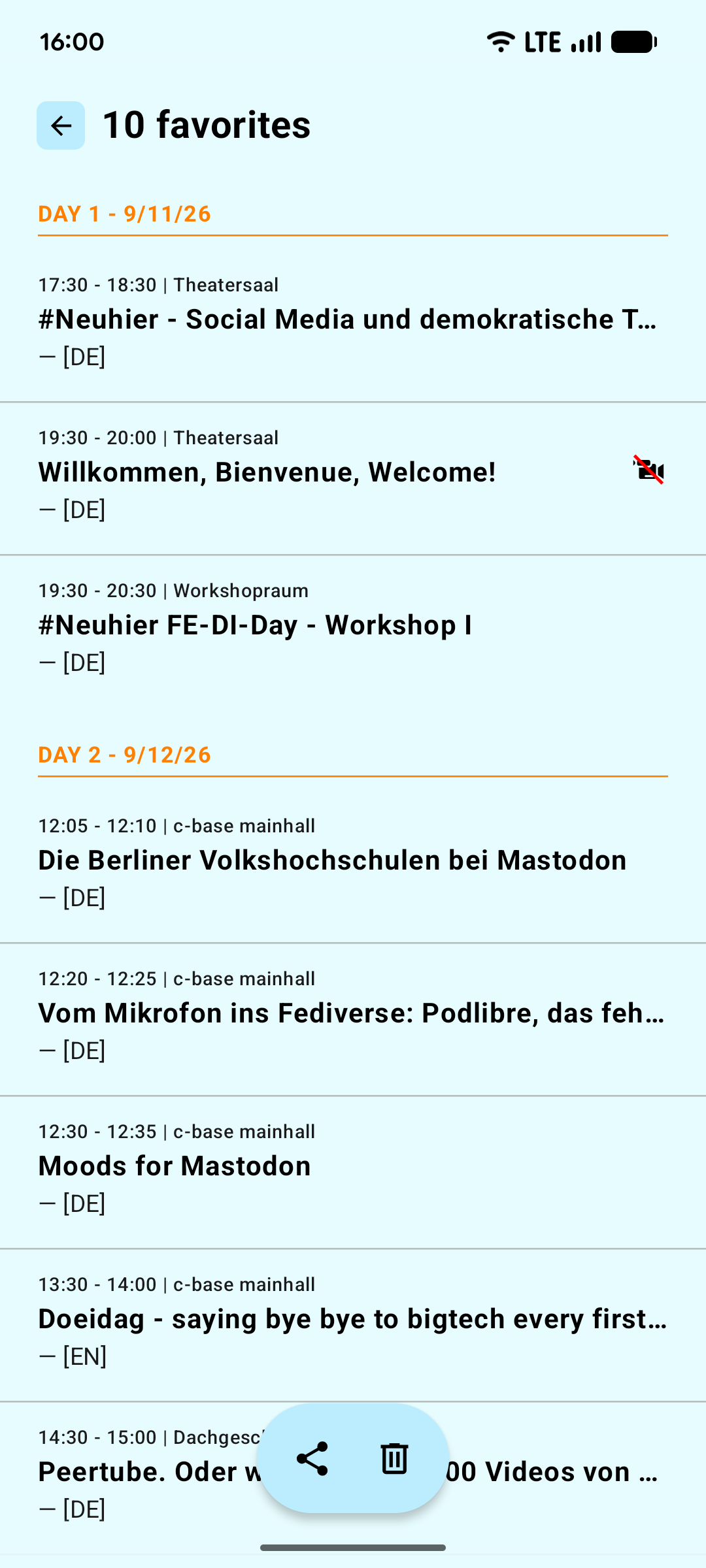 Screenshot of FediDay Schedule