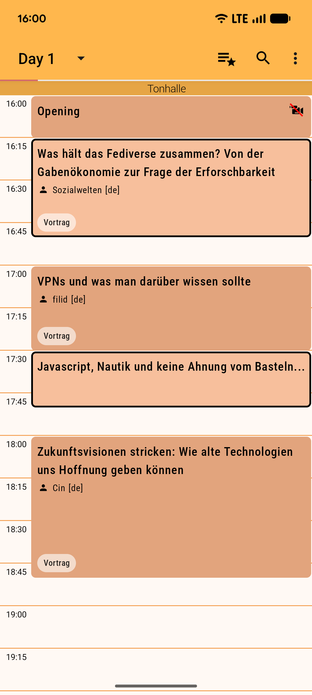 Screenshot of InselChaos Schedule