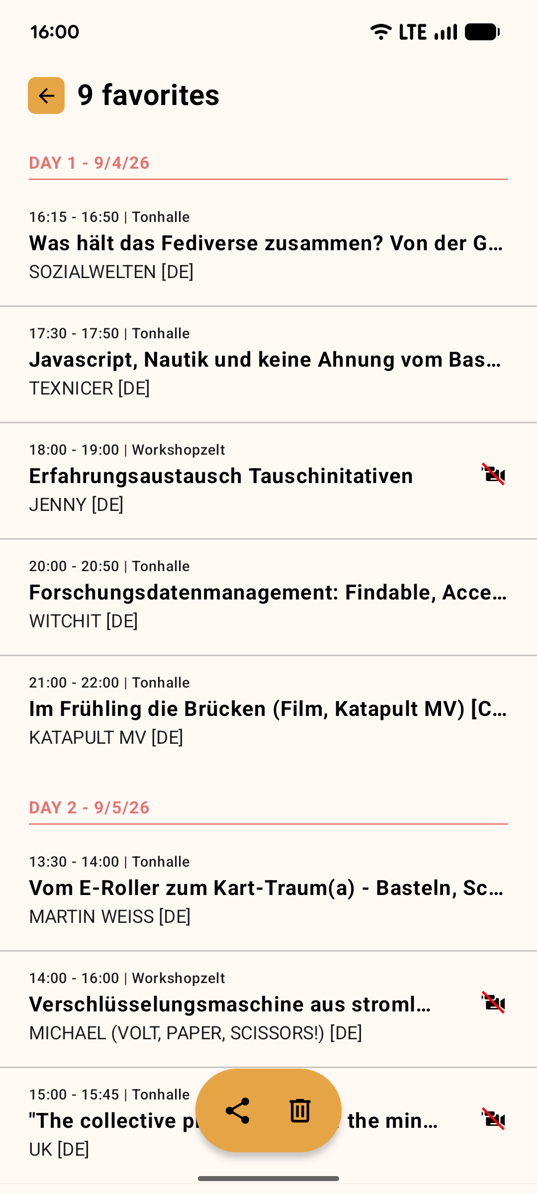 Screenshot of InselChaos Schedule