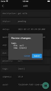 Screenshot of task add