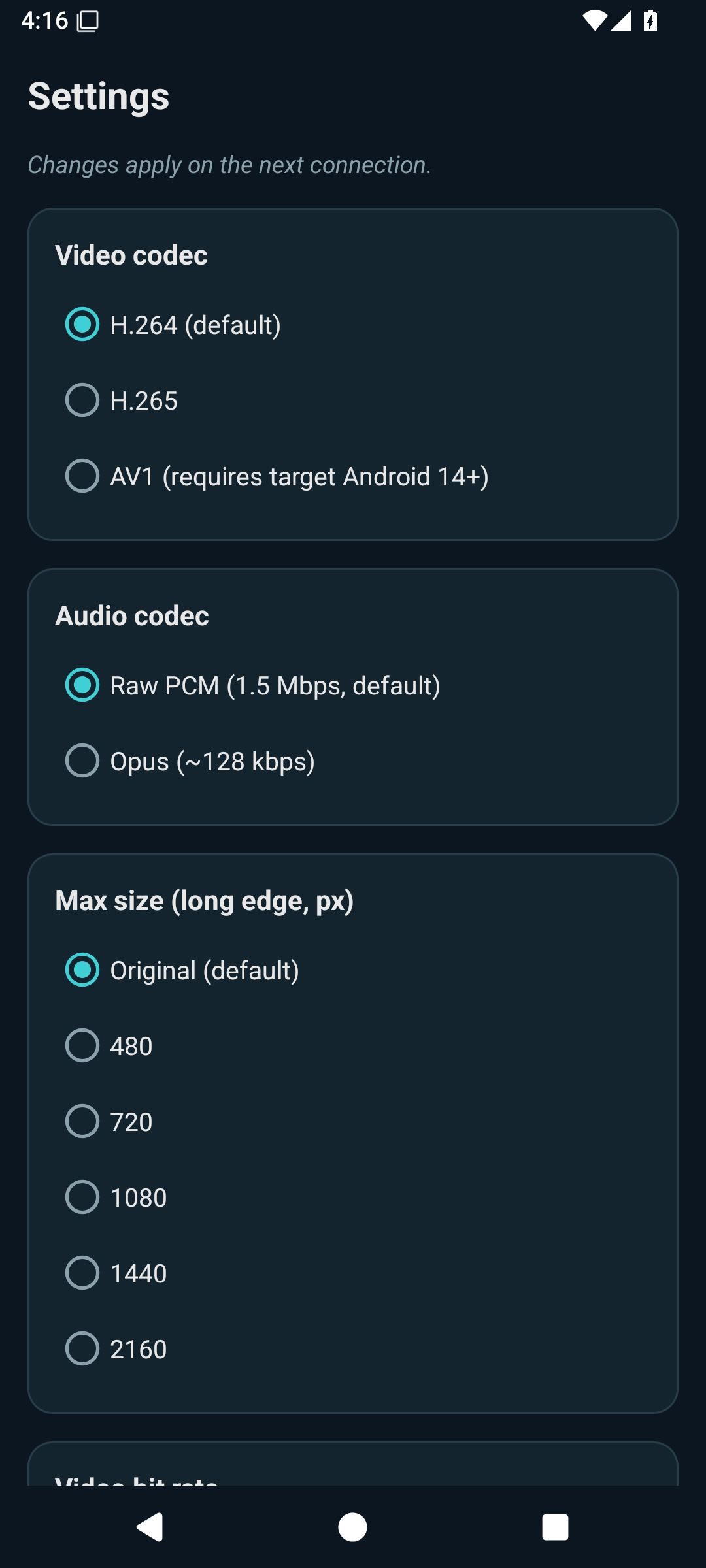 Screenshot of scrcpy