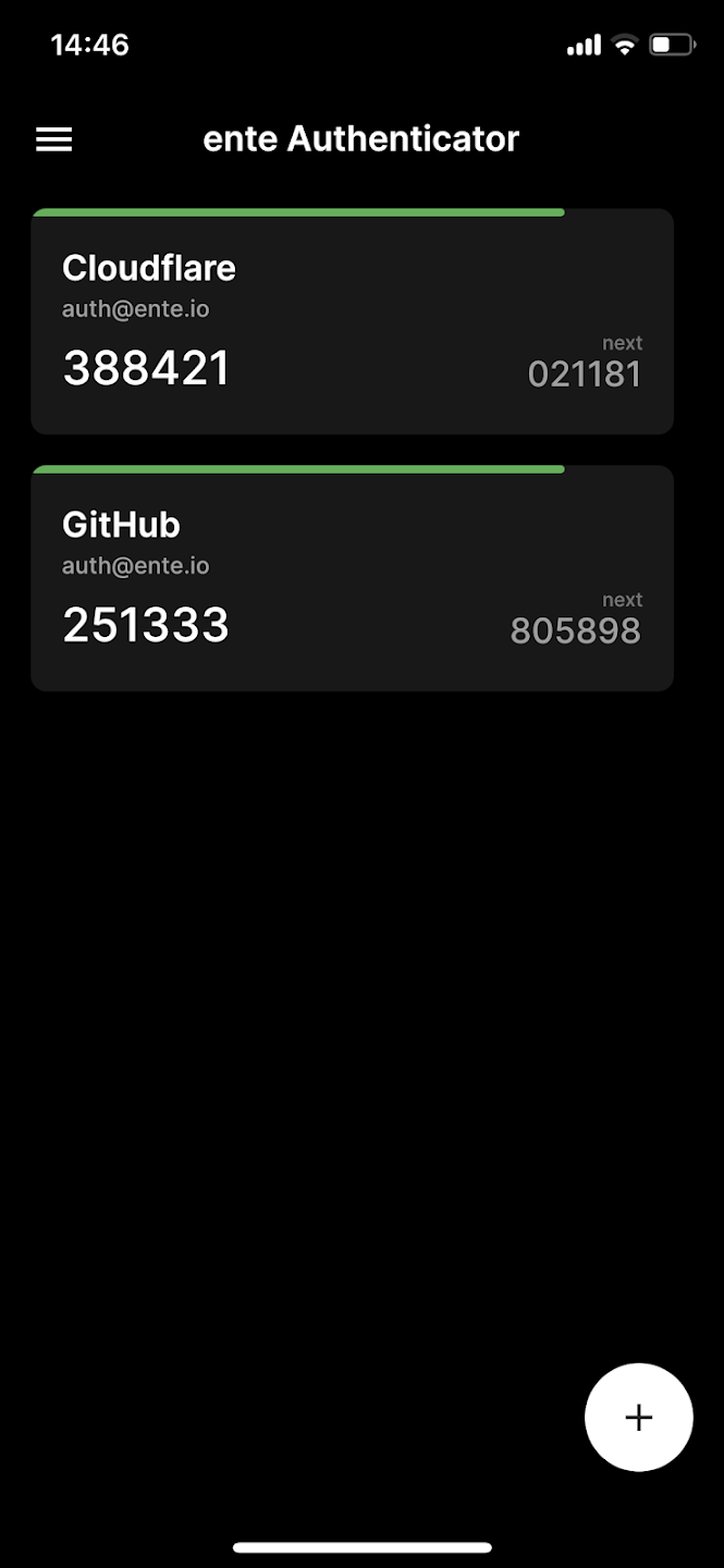 Screenshot of Ente Auth