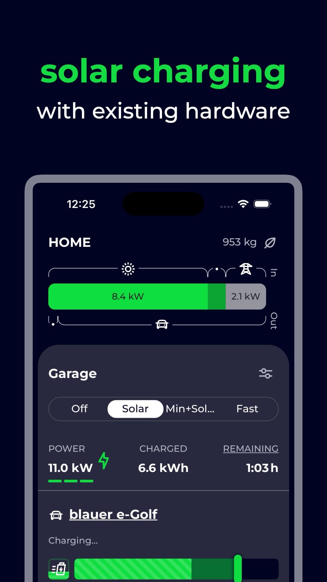Screenshot of evcc - solar charging
