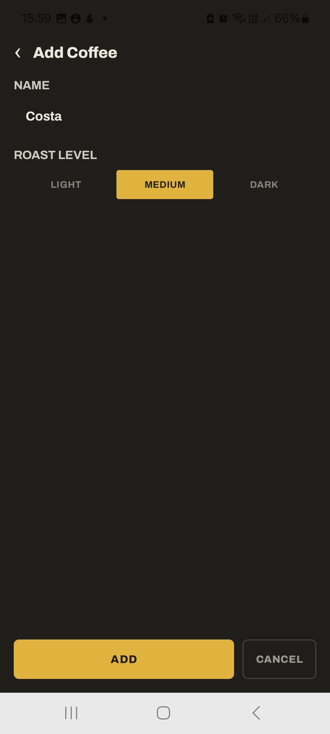 Screenshot of Coffee Log