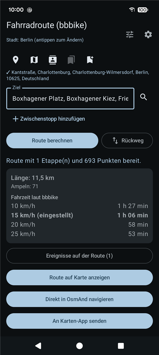Screenshot of BikeRoutePlanner