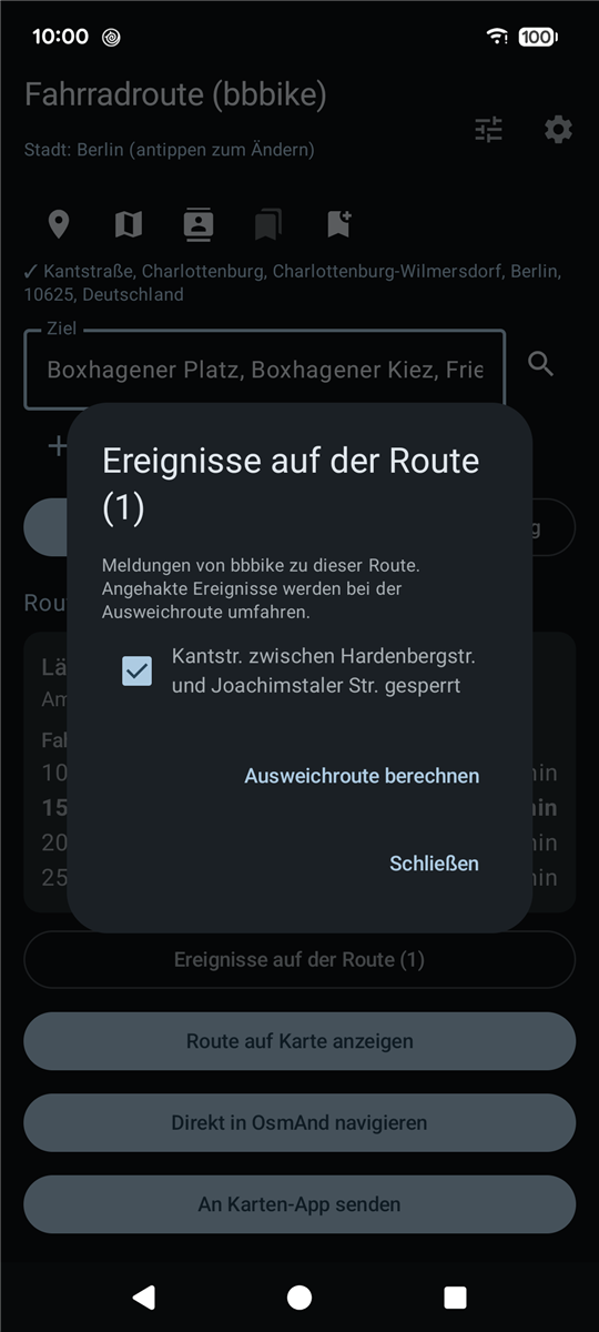 Screenshot of BikeRoutePlanner