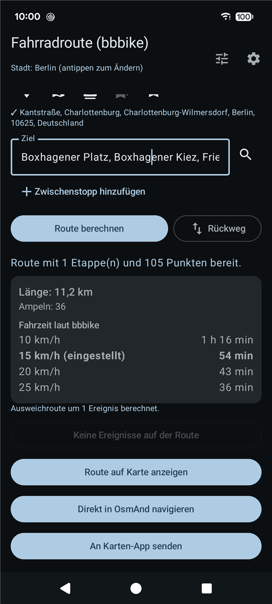Screenshot of BikeRoutePlanner