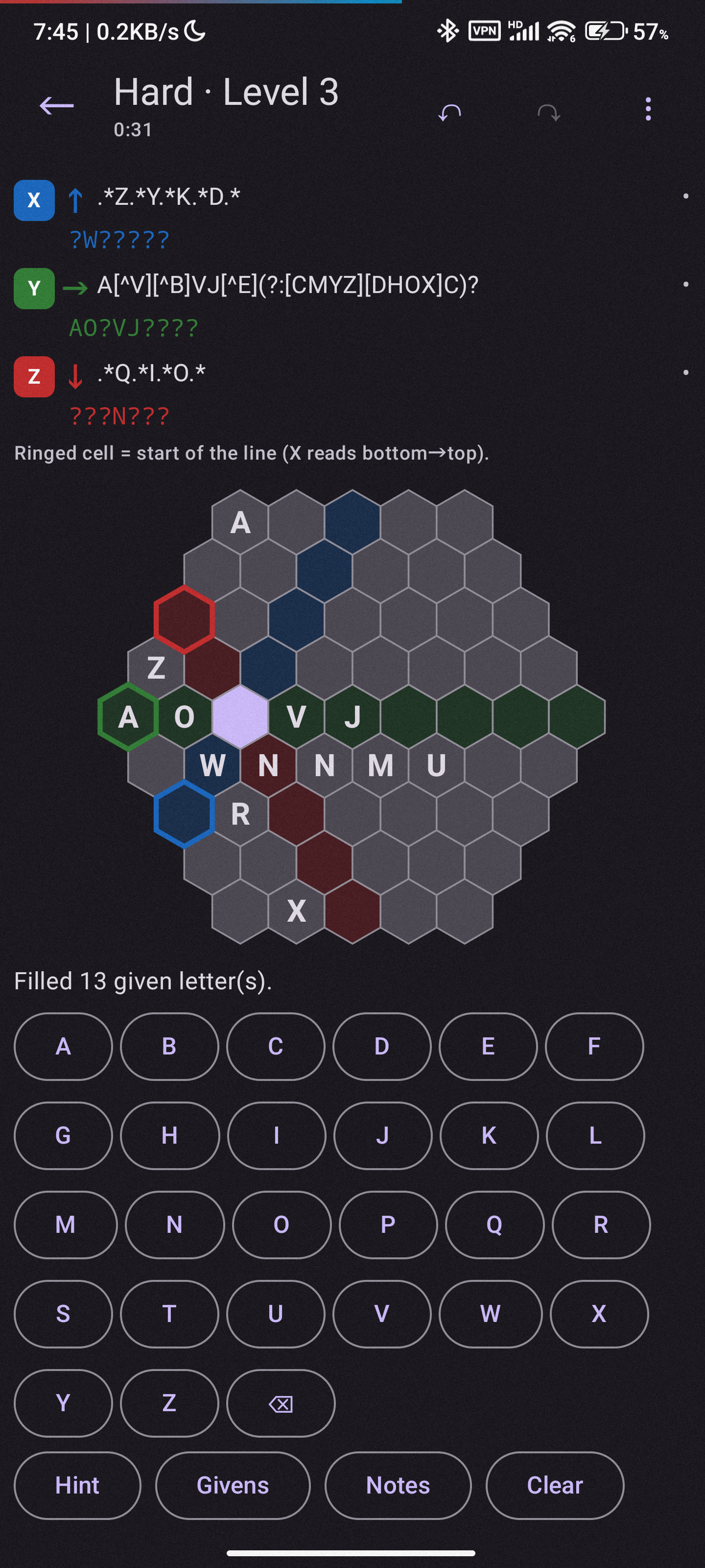Screenshot of Regex Crossword