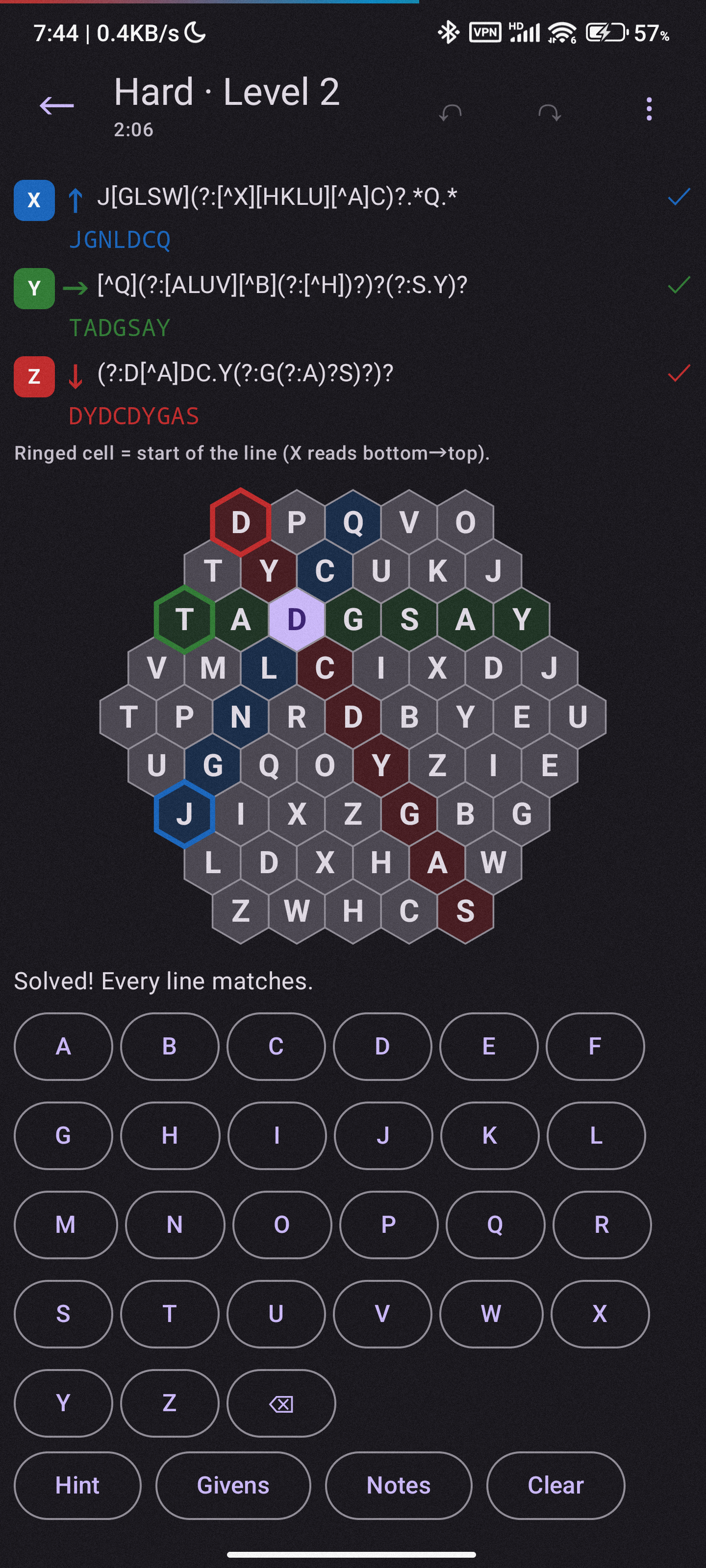 Screenshot of Regex Crossword