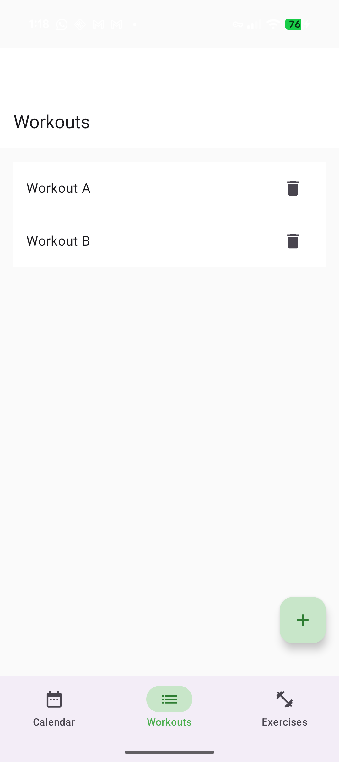 Screenshot of GymLog