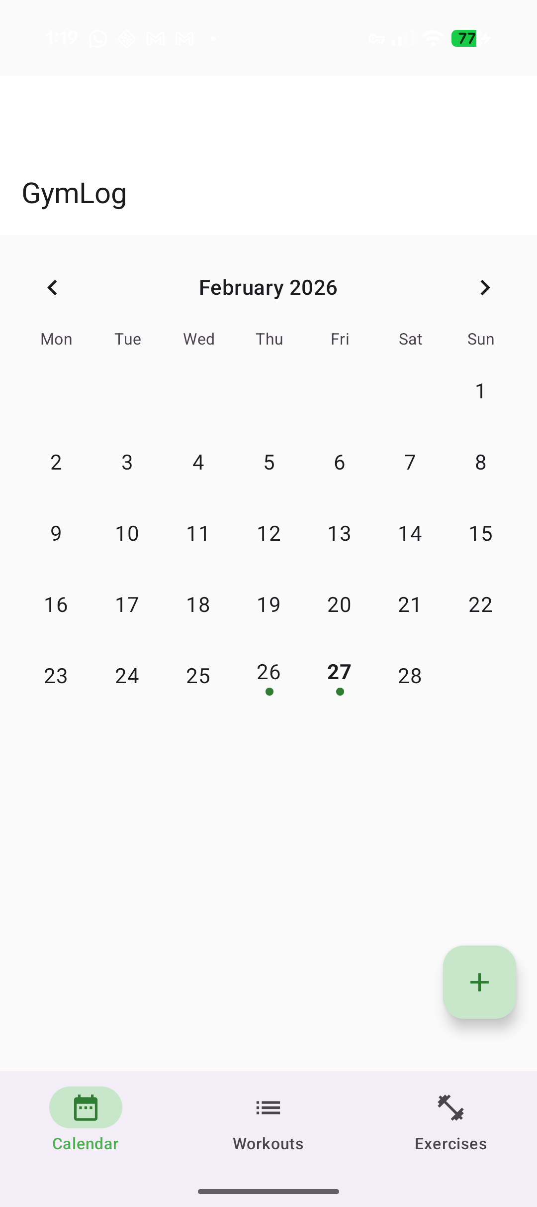 Screenshot of GymLog