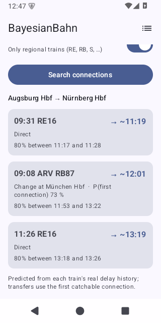 Screenshot of BayesianBahn