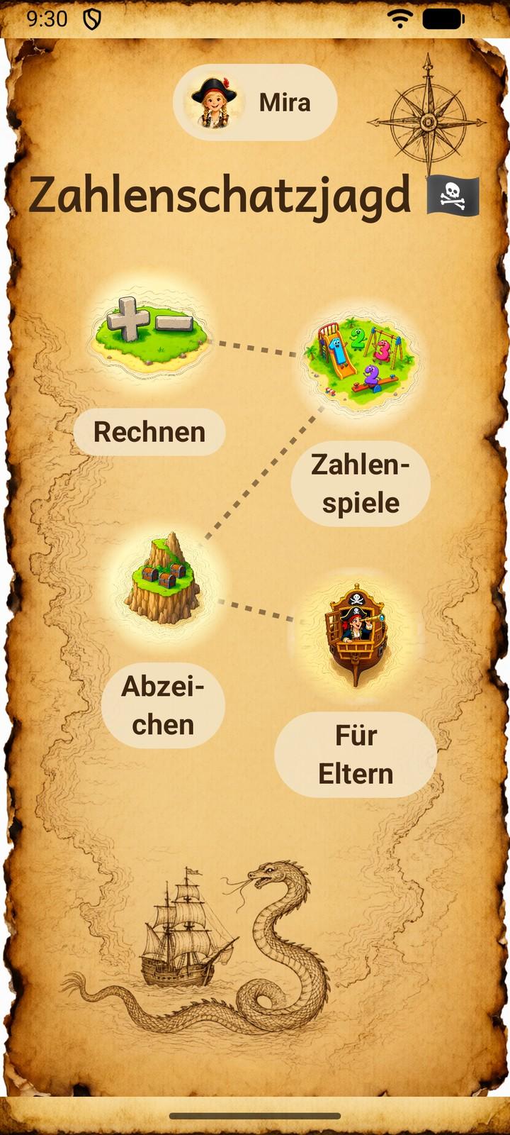 Screenshot of Zahlenschatzjagd