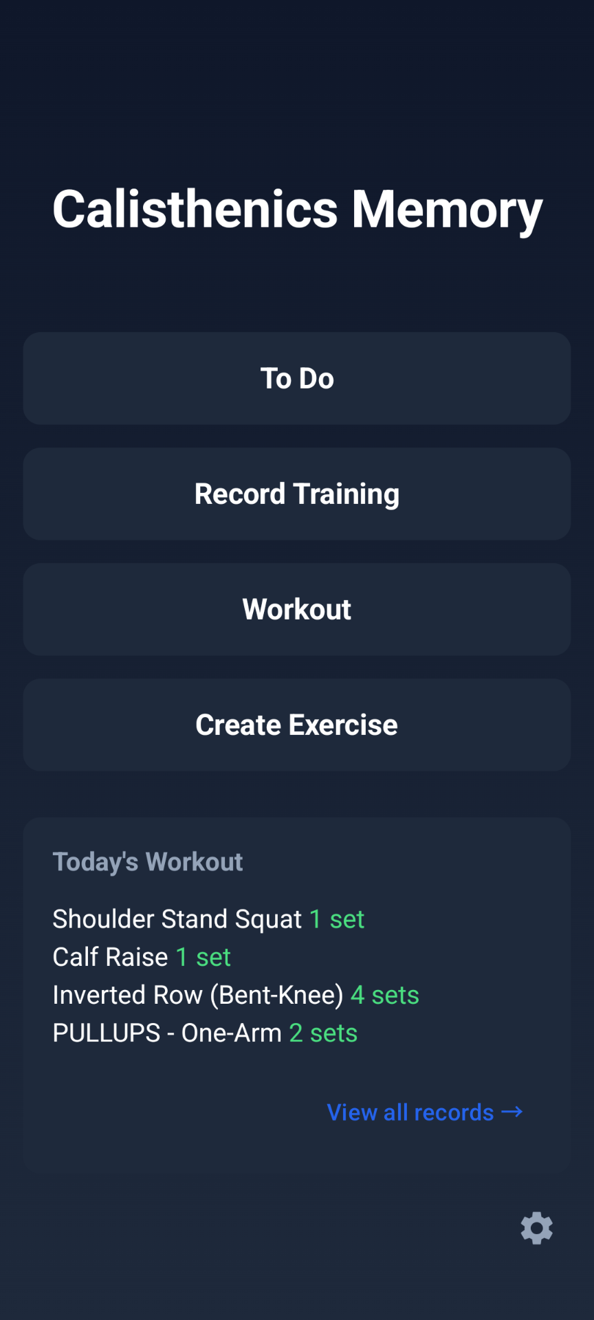 Screenshot of Calisthenics Memory