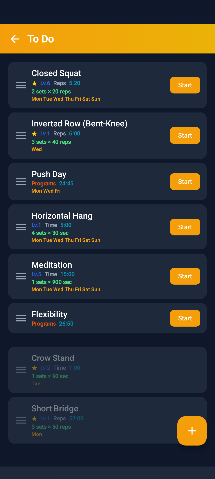 Screenshot of Calisthenics Memory