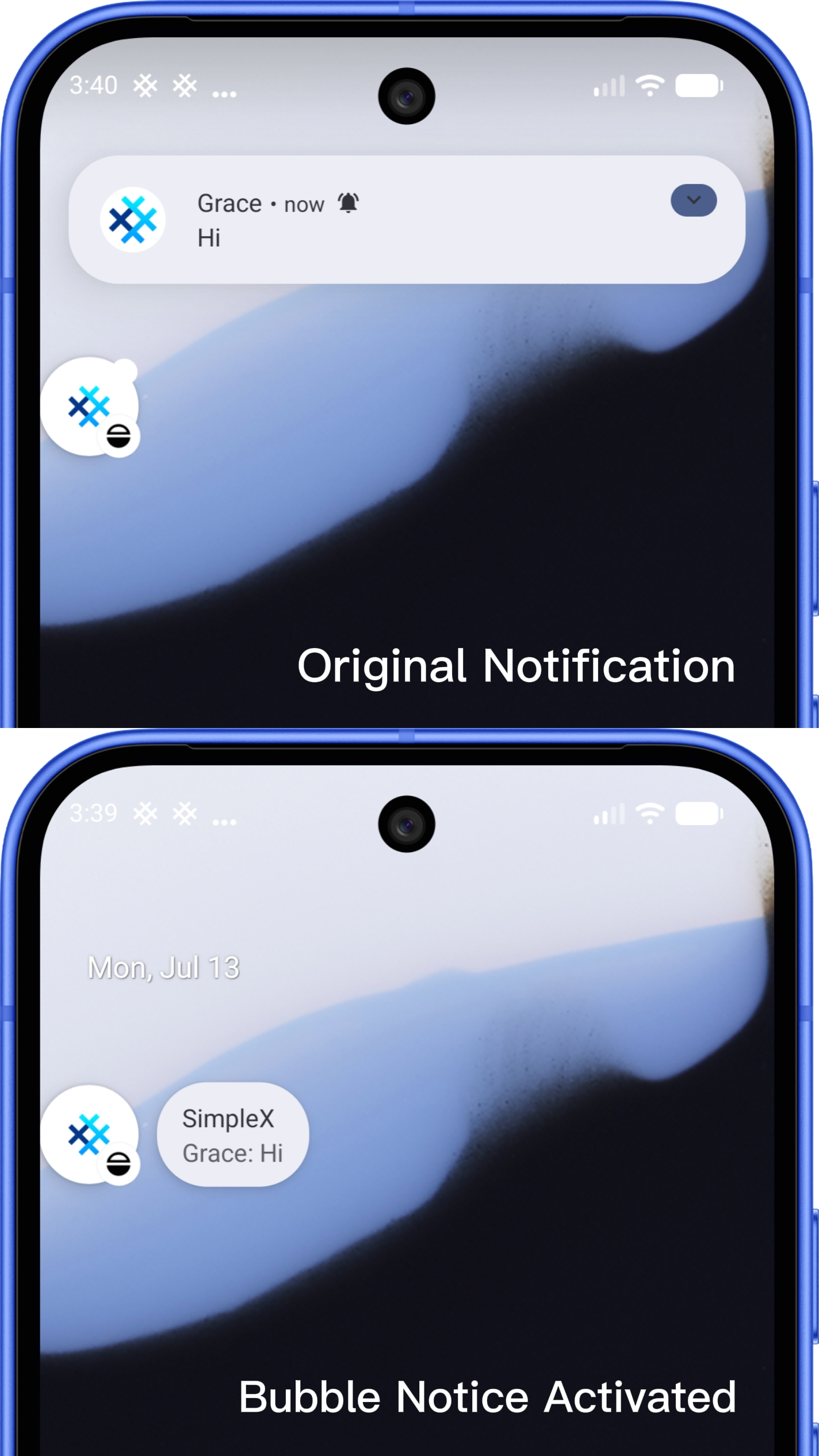 Screenshot of Bubble Notice