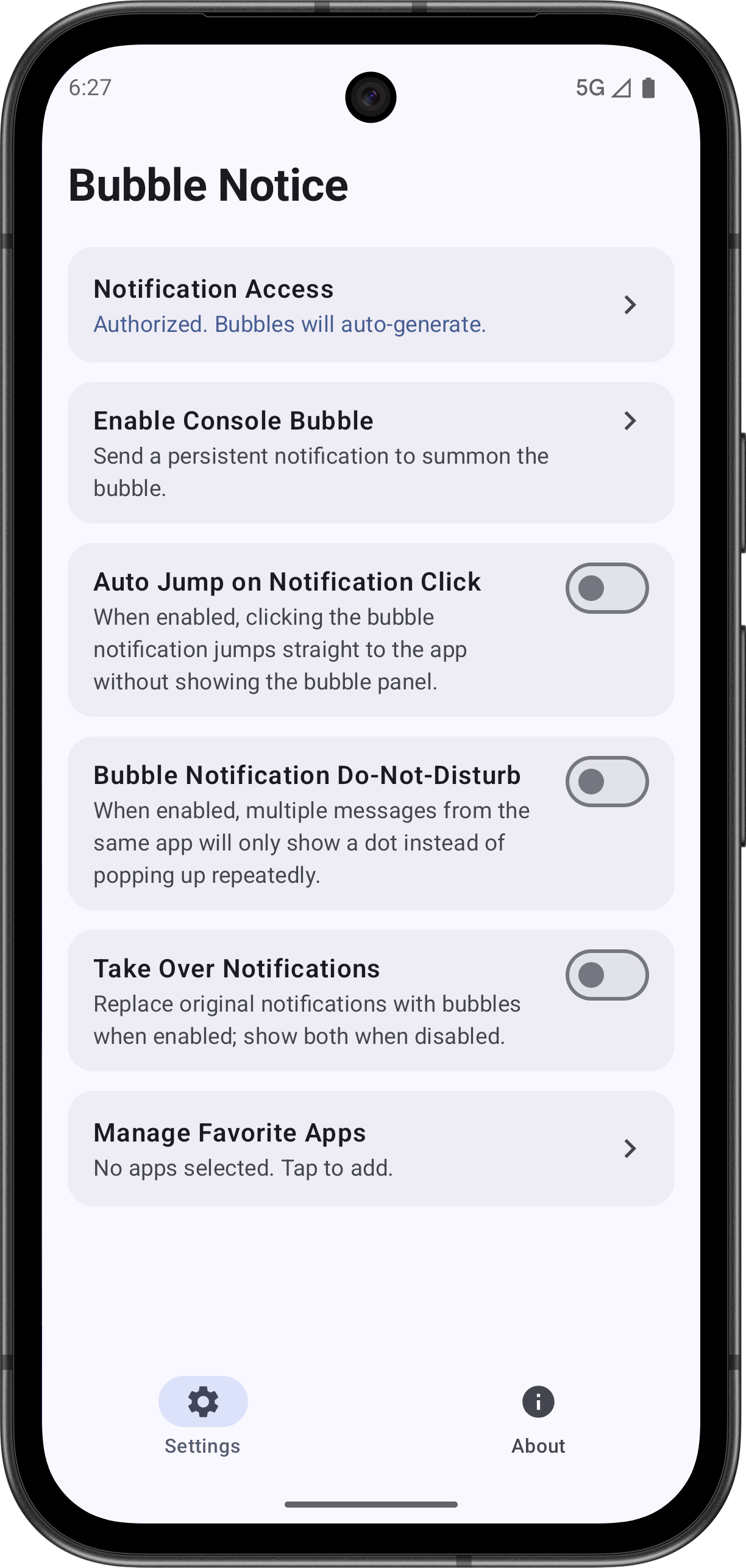 Screenshot of Bubble Notice