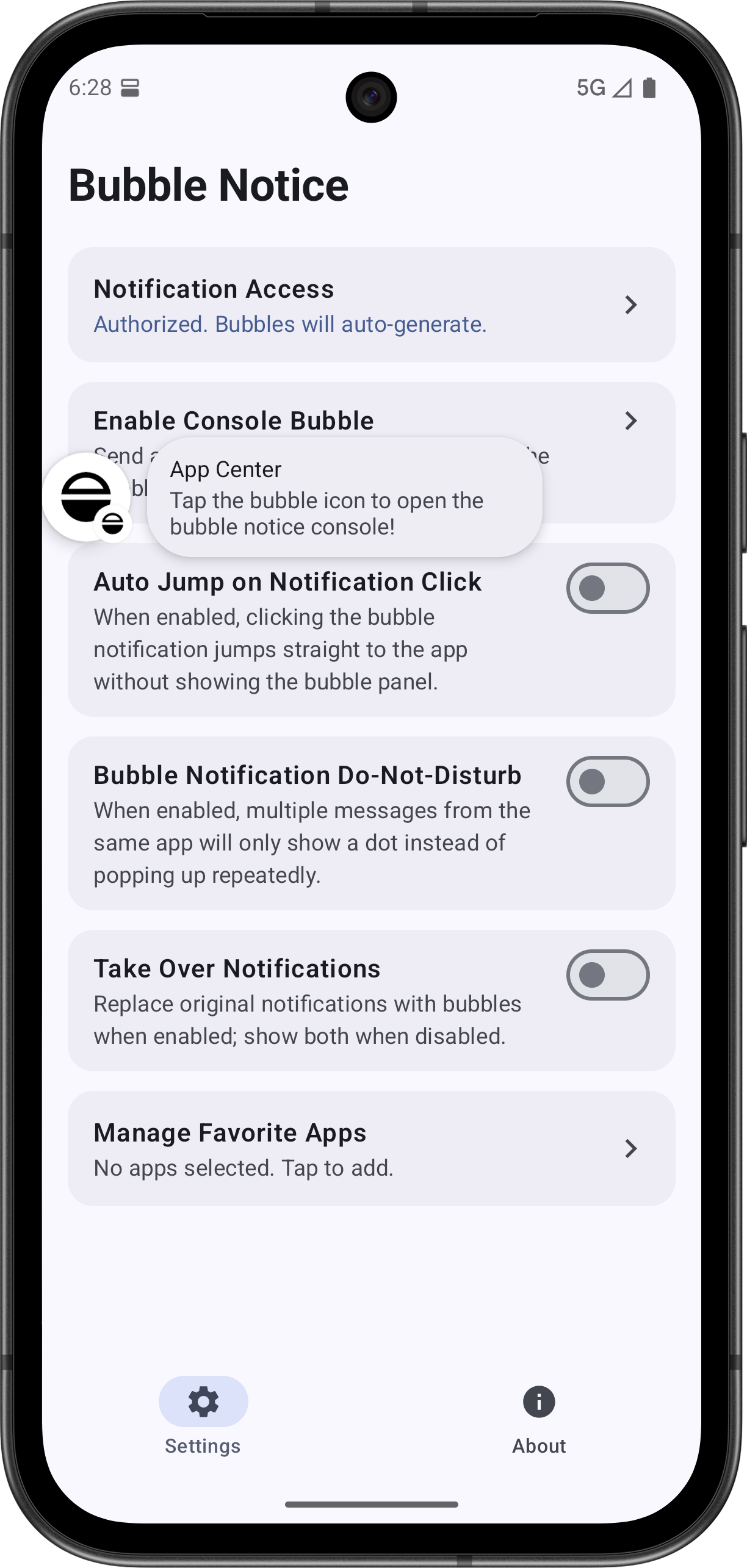 Screenshot of Bubble Notice