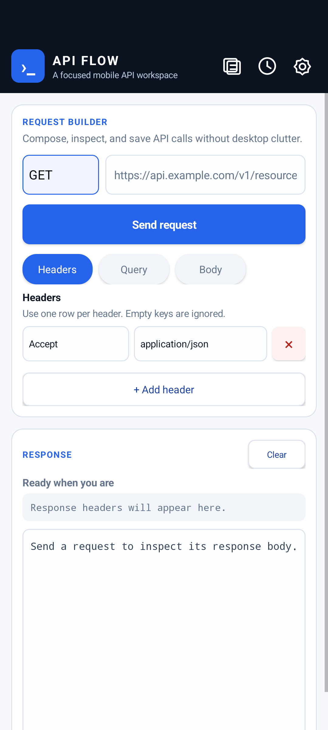 Screenshot of API Flow