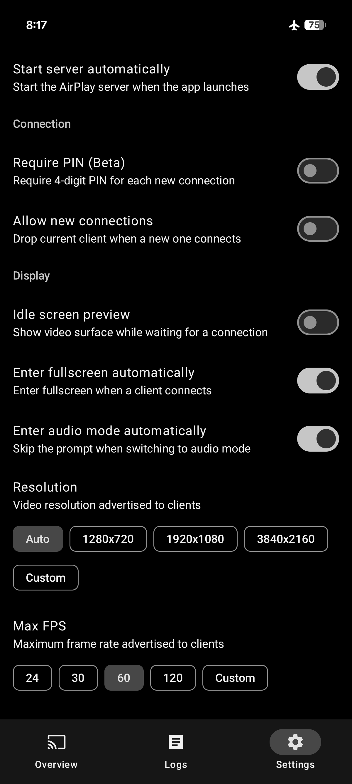 Screenshot of AirPlay Server