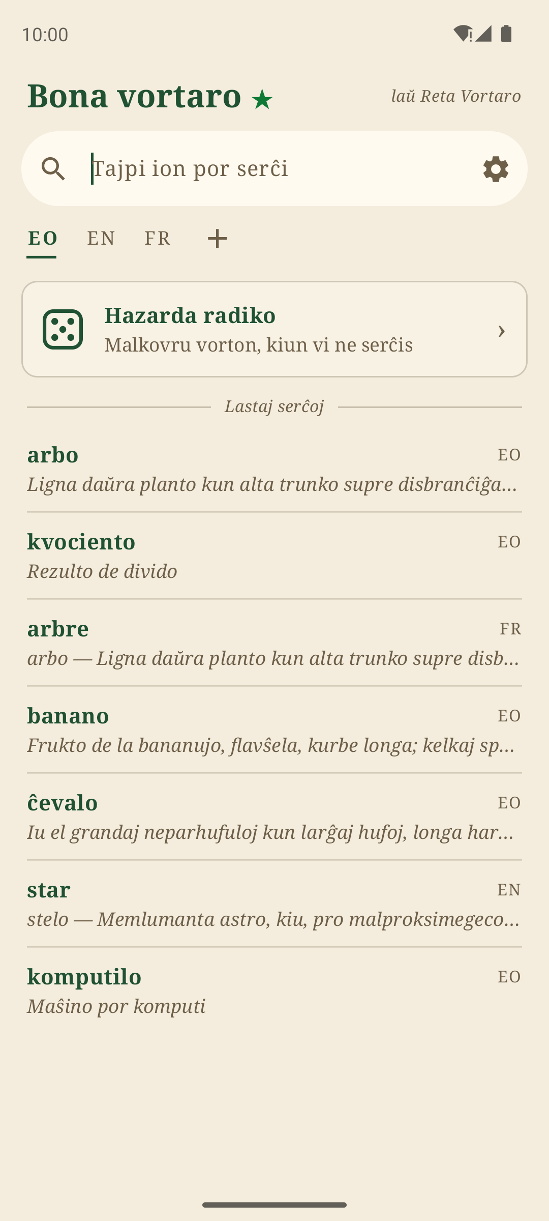 Screenshot of Bona vortaro