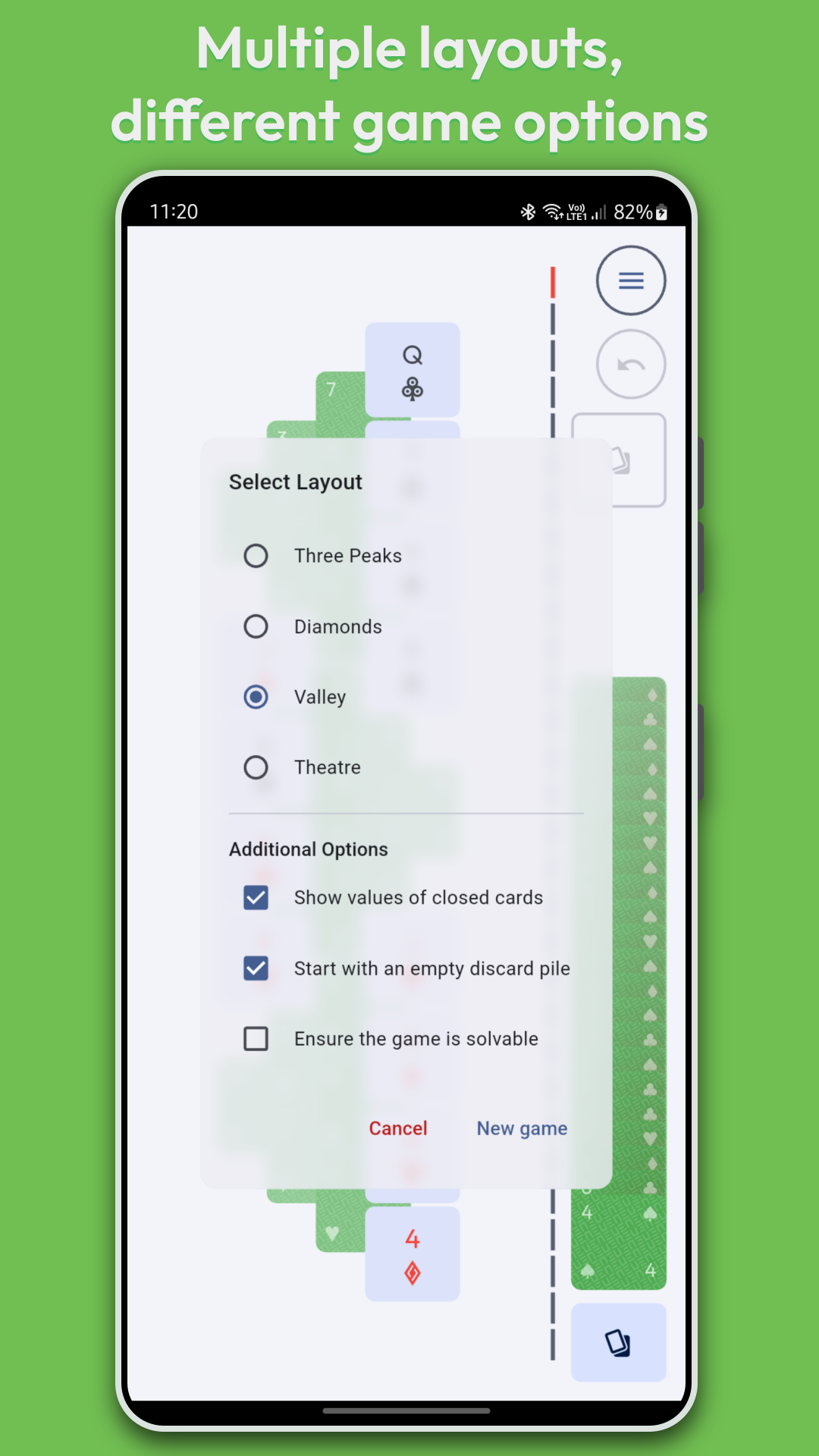 Screenshot of TriPeaks NEUE