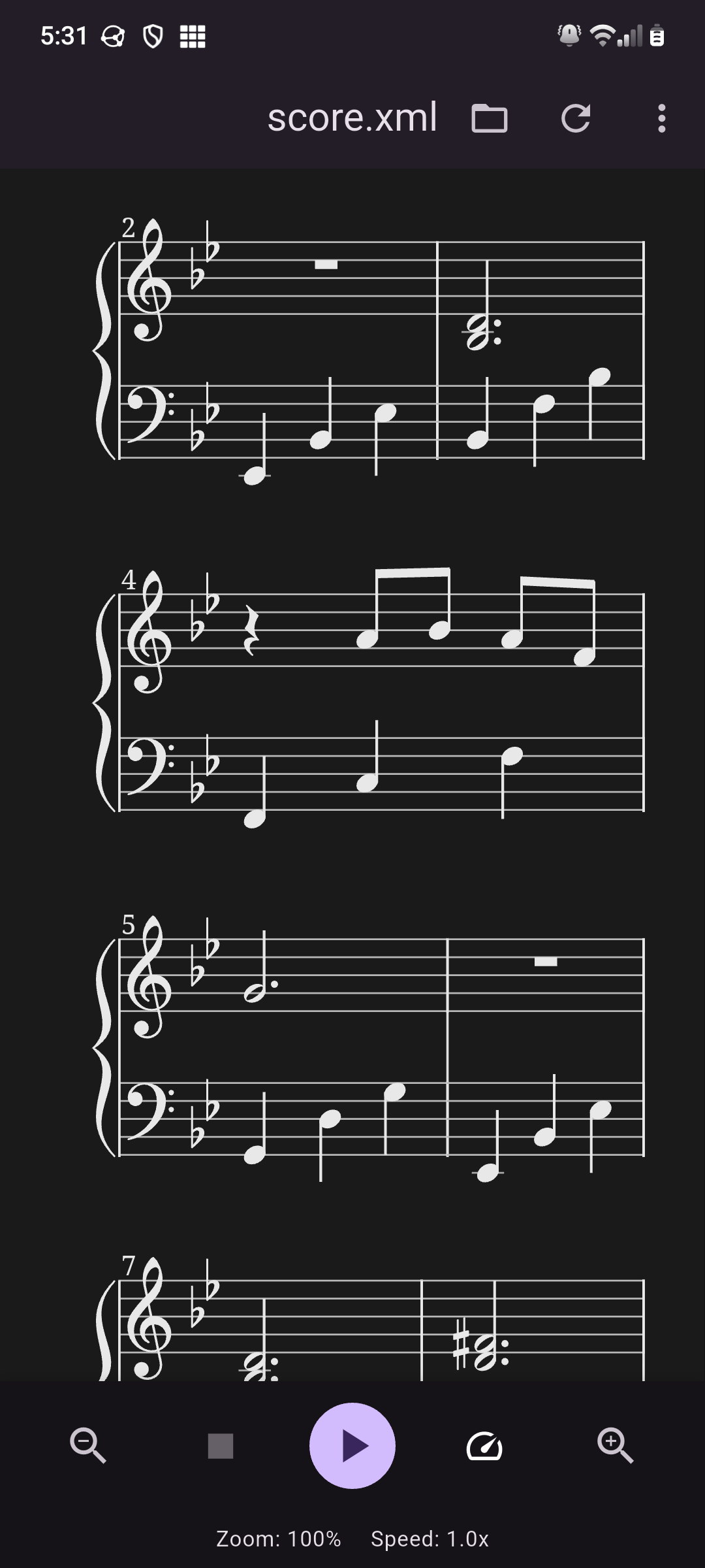 Screenshot of Musicore