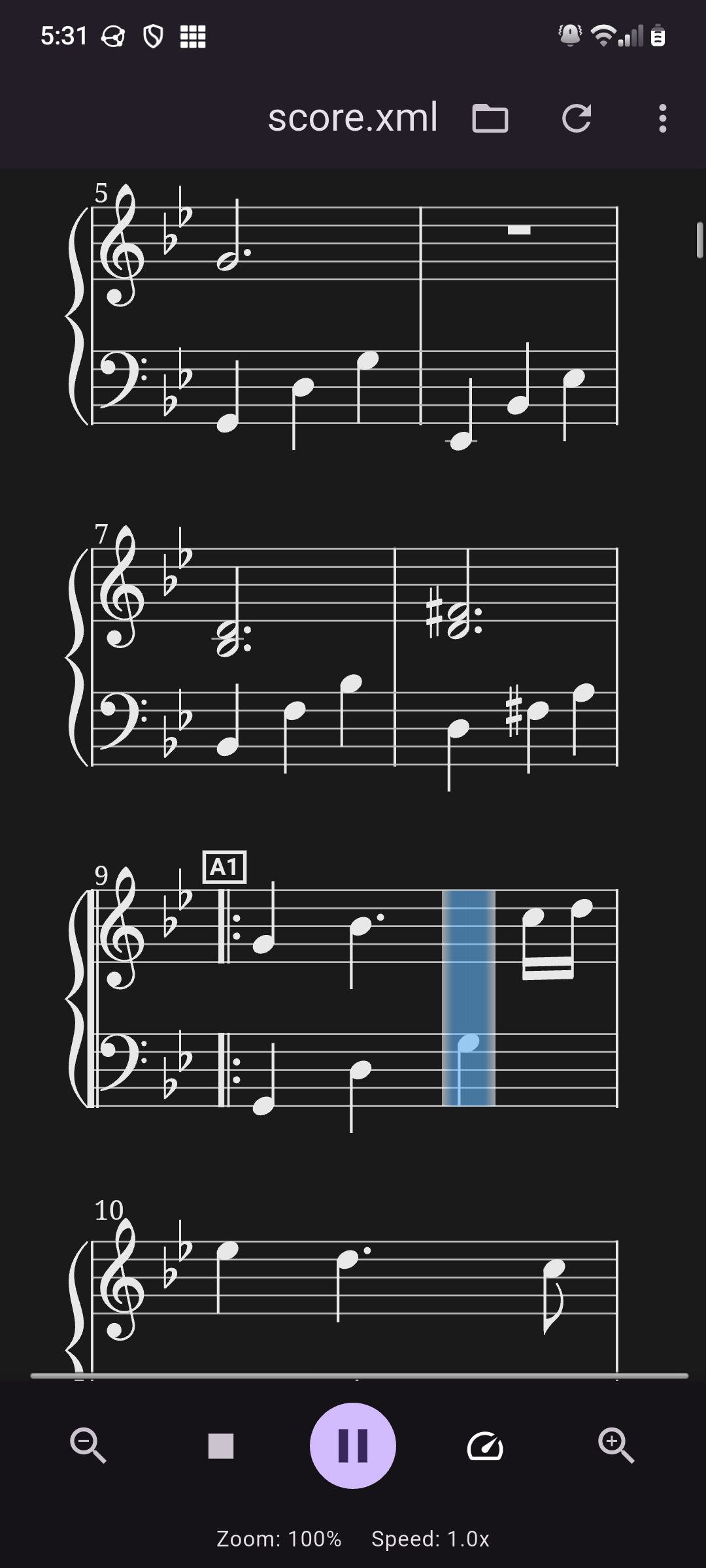 Screenshot of Musicore
