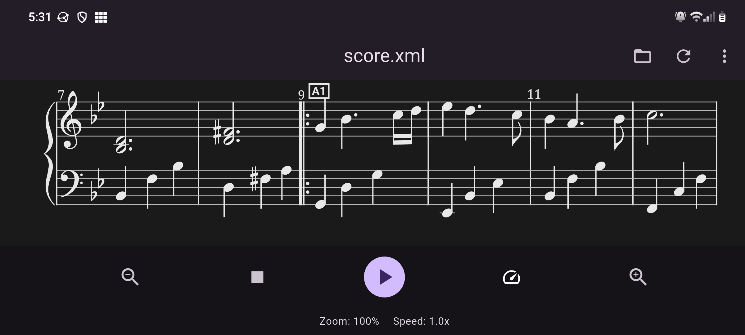 Screenshot of Musicore