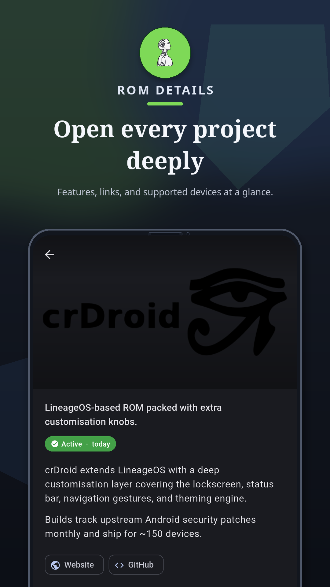 Screenshot of Custom RR: ROMs & Recovery