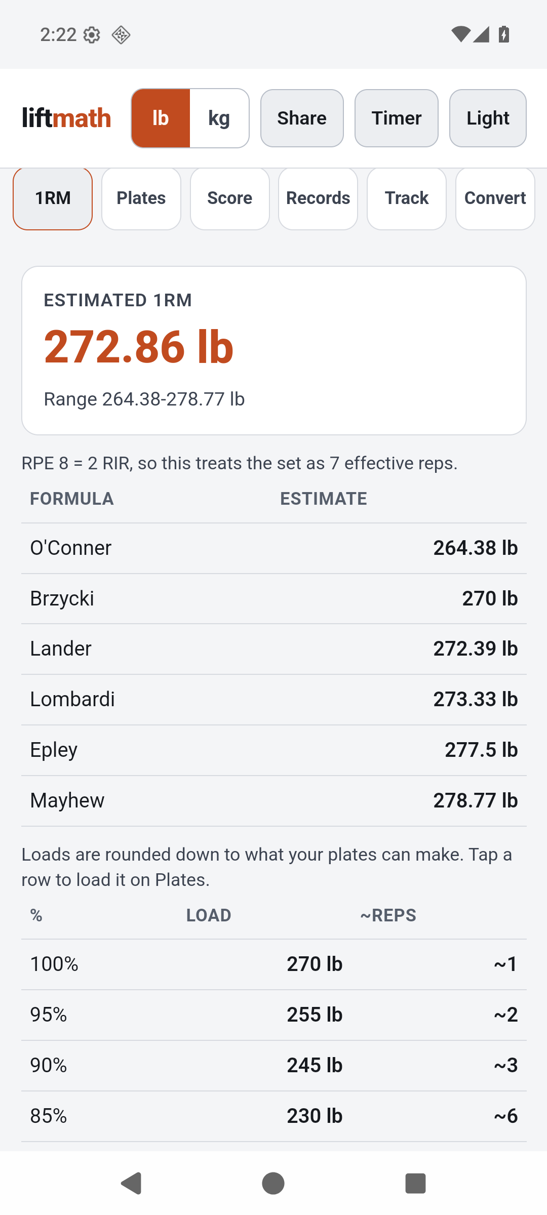 Screenshot of liftmath