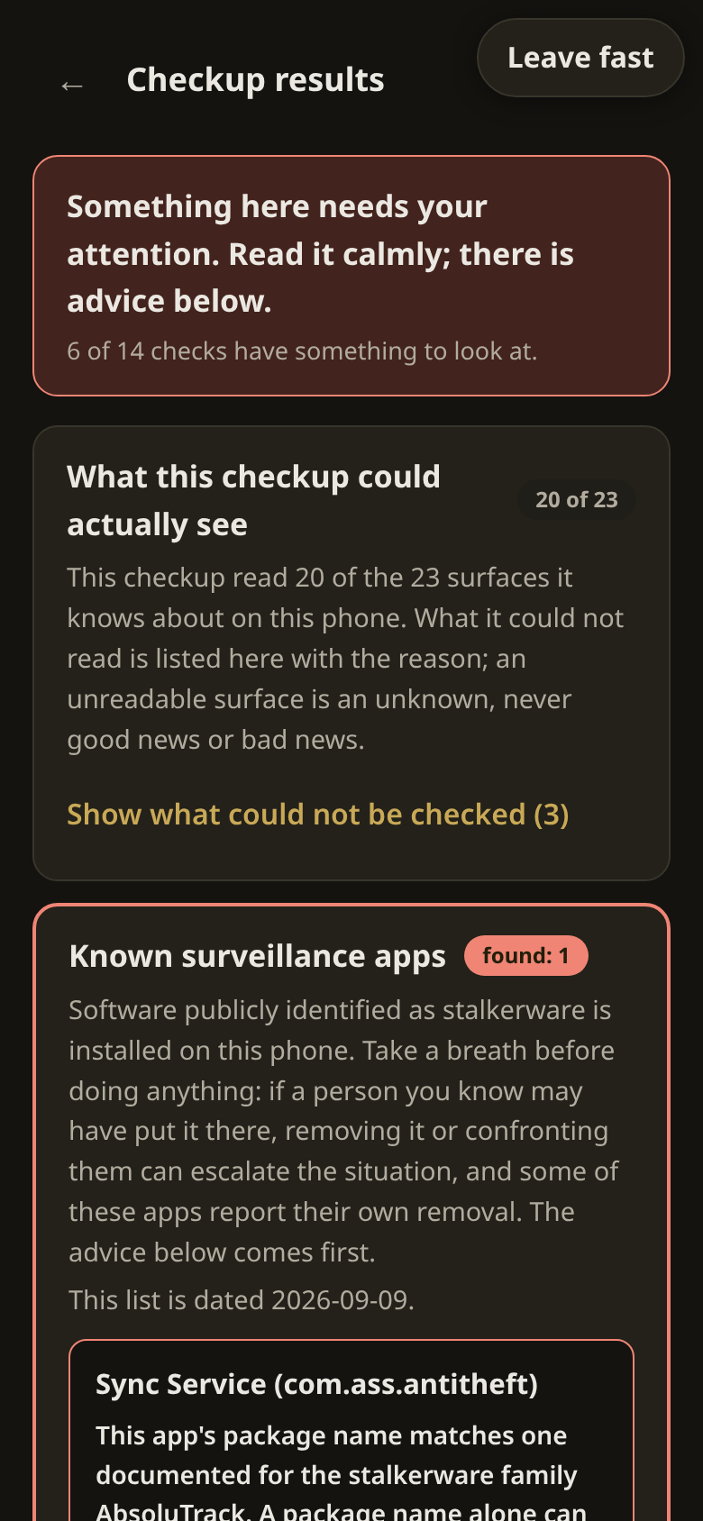 Screenshot of Sweep