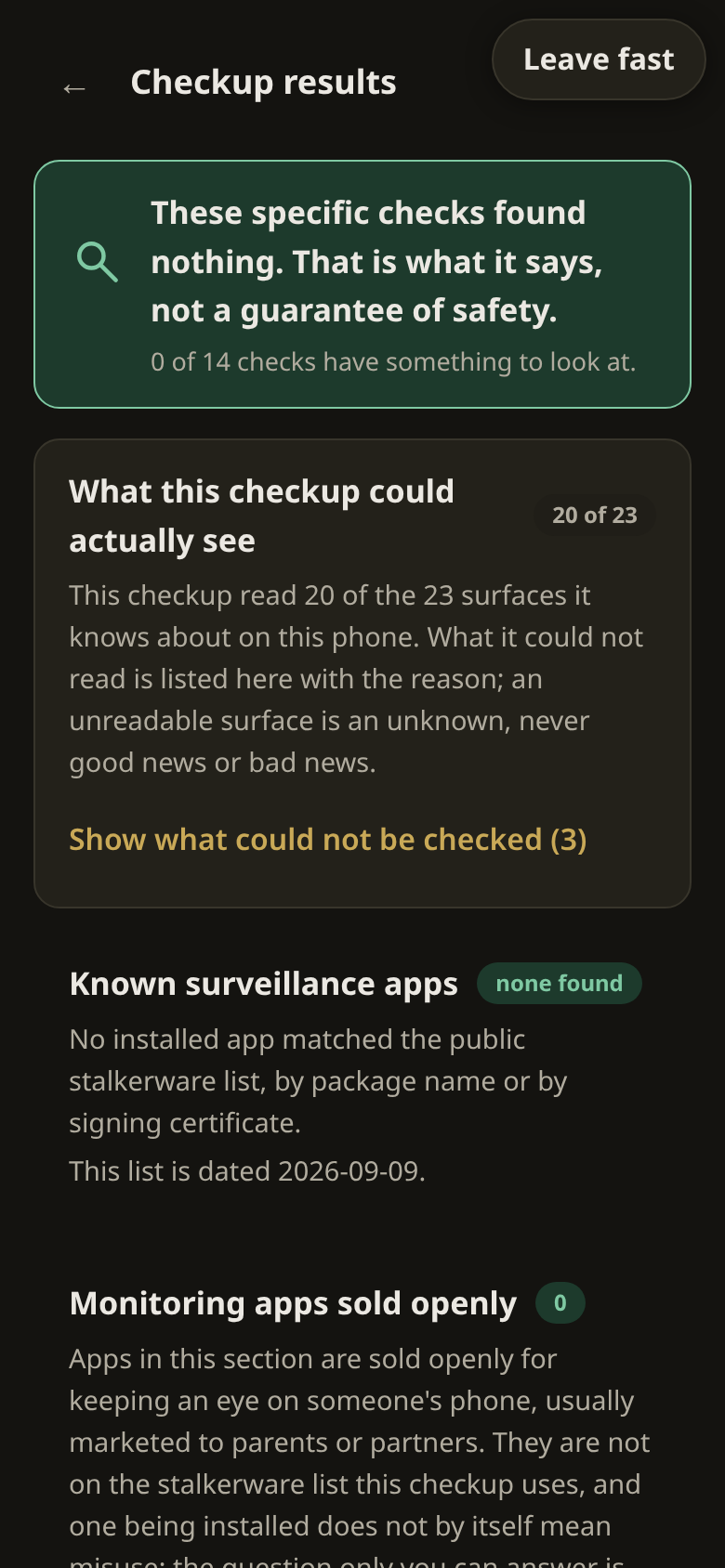 Screenshot of Sweep