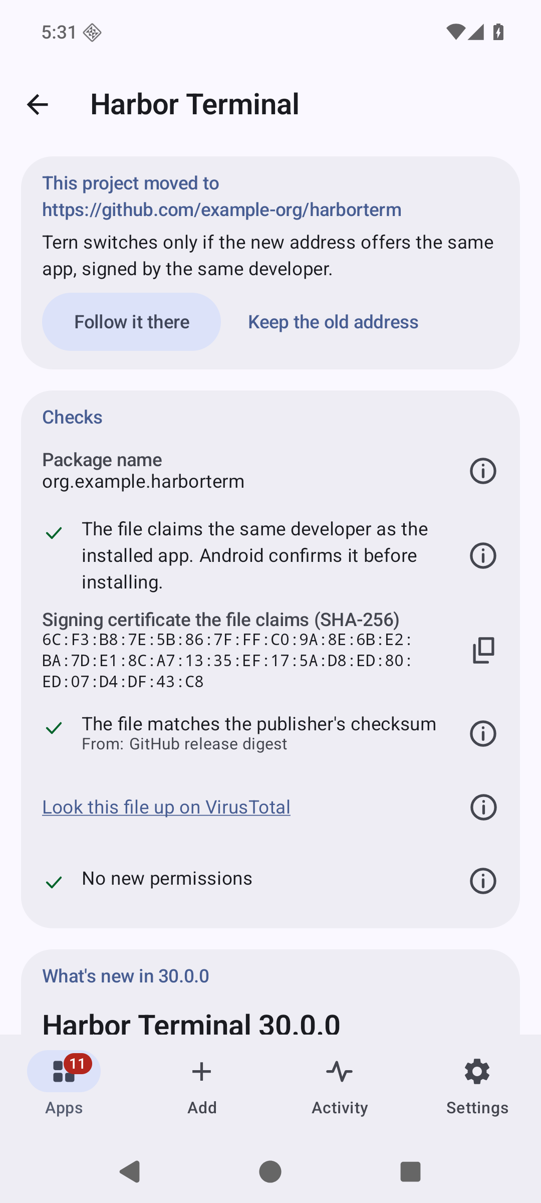 Screenshot of Tern