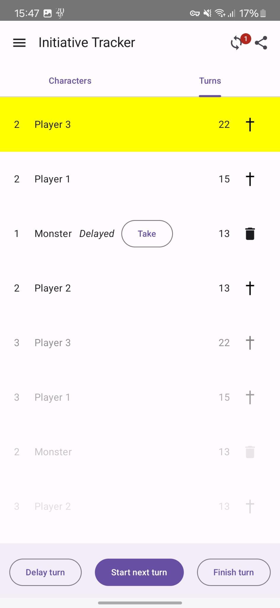 Screenshot of Initiative Tracker