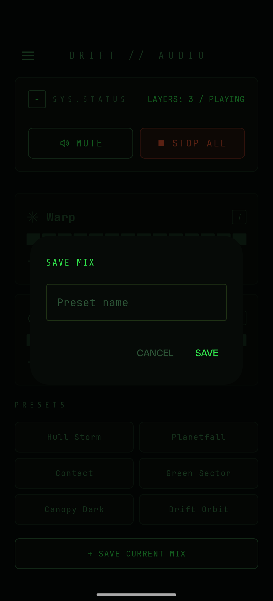 Screenshot of Drift // Audio